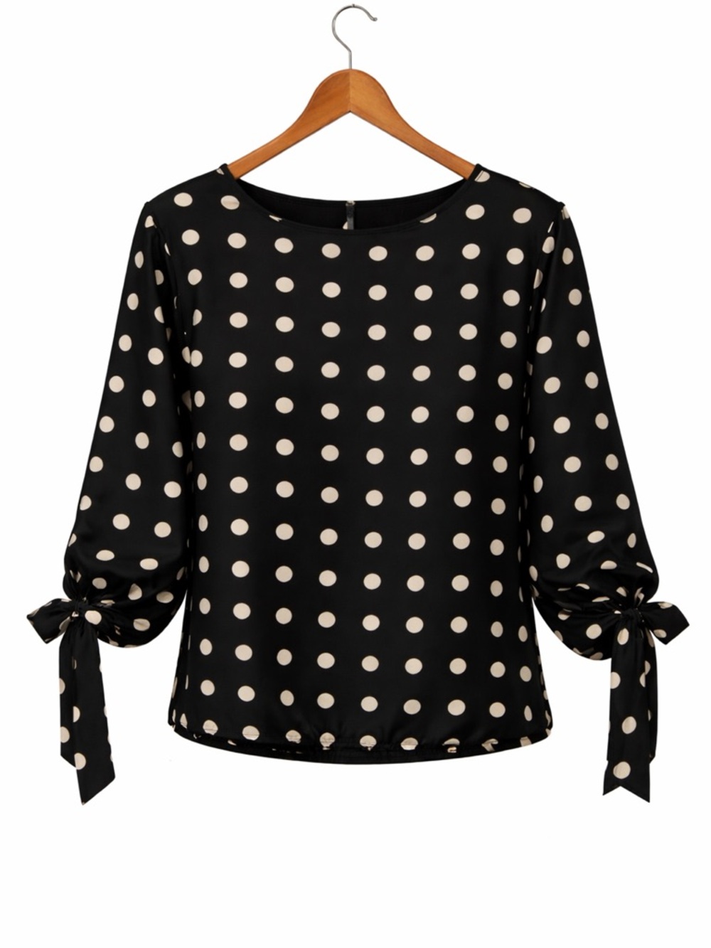 Metaphor XL Black Polka Dot Tie Sleeve Blouse Chic Office Top